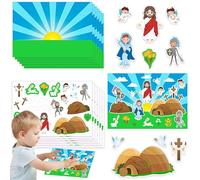 Easter Scene Lot de 12 stickers muraux décoratifs avec 12 autocollants et 12 cartes de pour table, cadre photo, bricolage, vacances, décoration