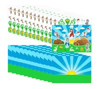 Easter Scene Stickers, 12x Easter Game Sticker, 21x14.5cm Make Your Own Jesus Scenes, Bible Story Stickers for Sunday School, Religious Indoor Activities, Crafts