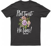 Easter Shirt Plot Twist He Lives Floral Rose, Fashion T-Shirt(XX-Large)