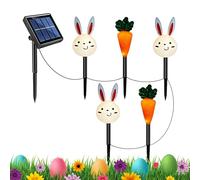 Easter Solar Lights Outdoor - 5pcs Easter Bunny Carrot Waterproof Garden Lighting | Cute Courtyard Lights | For Garden Yard Patio Porch Lawn Walkway Courtyard Landscaping
