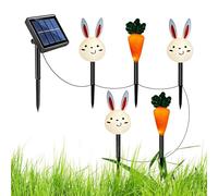 Easter Solar Lights Outdoor - Waterproof Garden Lighting, Bunny Carrot Lawn Decor Set, Cute Courtyard Pathway Illumination Display for Garden Yard Patio Porch Walkway Landscaping Spring
