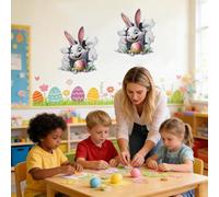 Easter Stickers - /11.42x10.63 inches Bunny Decals Home Decor | Easter Wall Stickers | Spring Holiday Decoration for Mirror Bathroom Restaurant Kitchen Homes Apartment Hotel Farmhouse