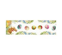Easter Table Runner - 72in Hand-Painted Rabbit Egg Tablecloth with Pastel Spring Motifs, Festive Holiday Decoration Accent for Dining Kitchen Buffet Sideboard Perfect for Family Friends Adults