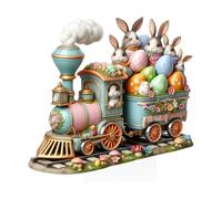 Easter Table Top Sign | Decorative 2D Acrylic Easter Ornament With Spring Bunny And Egg Design, Farmhouse Style Desk And Table Decor For Home, Office, Seasonal Display, Or Holiday Celebration