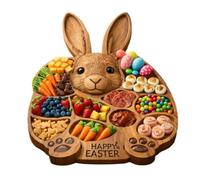 Easter Tray, Rustic Charcuterie Board, Bunny Shape Food Platter, Aesthetic Table Centerpiece Decor, Versatile Kitchen Cheese Server, Seasonal Hosting Essential, Wood Board for Fruit and Nuts
