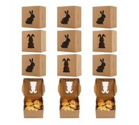 Easter Treat Boxes - 12 Piece Bunny Window Paper Containers for Candy Chocolate Snacks | Cute Holiday Packaging Box Set for Valentines Birthday Thanksgiving Party Office Home Use