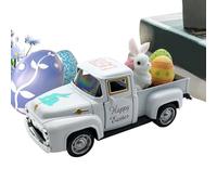Easter Trucks - Interactive Play Vehicles | Small Cute Basket Toys with Zinc Alloy Build, Resin Rabbit Egg Figures, 1:32 Scale Model Cars with Opening Doors, Holiday Party Favor for Kids Boys Girls