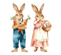 Easter Window Decals, Static Cling Stickers, Cute Bunny Designs, with 2 Pieces Reusable Electrostatic Sheets, for Home Store Window Display Decoration, Spring Festival Easter Party Holiday Supplies