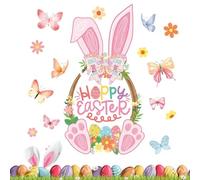 Easter Window Stickers - Double Sided Static Bunny Spring Clings, Decorative Glass Window Decals, Reusable Holiday Display Accents | Colourful Seasonal Decorations For Home Kitchen Living Room