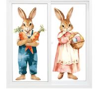 Easter Window Stickers - PVC 39x80cm, Bunny Decal Set, Festive Vintage Design | Easy Apply Static Cling Decals, Holiday Glass Decoration For Stores, Restaurants, Doors, Parties, Festivals