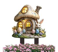 Easter Yard Stakes - 130g Acrylic Mushroom Cottage Decorative Garden Signs Ground Decoration | 24x30cm Cute Yard Stakes Decor Outside Decorations for Lawns Park Terrace