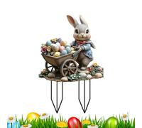 Easter Yard Stakes, Yard Stake Easter Bunny Egg Sign for Yard - Proppetti de décoration de pelouse printanière pour patio, 2D signes d'oeufs lapin acrylique