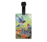 Eastern Blue Bird Étiquette de bagage avec couverture de confidentialité arrière intégrale - Étiquette d'identification pour valises, sacs à main et sacs à dos