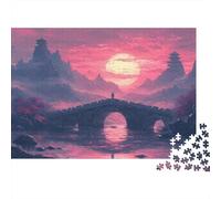 Eastern Bridge Sunset 100% Recycled Cardboard Pink Sunset Landscape 1000Pc Jigsaw Puzzle for Adults & Kids Fun Present 38x26cm/1000pcs