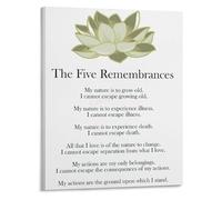 Eastern Philosophy Poster The Five Remembrances Teaching Canvas Print for Study and Cultural Appreciation Wall Decor(Framed,08x12inch(20x30cm))