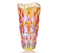Eastern Rock Vase en Verre épais de 1,6 kg, 24,1 cm, Style bohème, pour centres de Table, Cuisine, Bureau, Salon, Mariage, Parfait pour décoration d'intérieur (Ambre flotté)