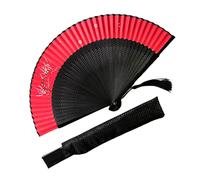 Eastern Wind evantail pliant en bambou soie prune rouge，inclure une pochette en soie，eventail japonais éventail chinois 21 cm