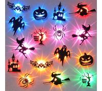 EastHedge Halloween LED Silhouette Wall Lights, 3D Glowing Bats Ghosts & Witches Set (16pc)