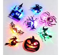 EastHedge Halloween LED Silhouette Wall Lights, 3D Glowing Bats Ghosts & Witches Set (8pc)