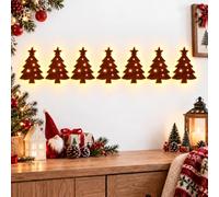EastHedge LED Reindeer Wall Decorations -7Pcs Wooden Christmas Wall Silhouette Lights (D)