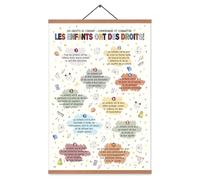 EASTJOY Affiche Des Droits De L'enfant,Poster Éducatif,Poster De Motivation,Décoration Murale Pour Crèche Ou École Primaire,Avec Baguette En Teck, Format A2 (60x40cm) (Type B)