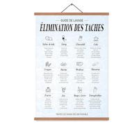 EASTJOY Buanderie Poster,Guide de lavage,Élimination des taches affiche Français,Décoration de Blanchisserie,Avec du Teck Porte Affiche 60X40cm(A2)
