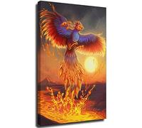 Eastlighting Poster décoratif sur toile représentant un phœnix et un oiseau reborn des cendres, pour salon, chambre à coucher, sans cadre, 70 × 100 cm