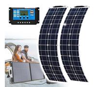 Eastnmythet 2 pièces 200W Panneau Solaire Flexible 12V Kit de Panneau Solaire monocristallin Module photovoltaïque avec contrôleur 40A et câble d'extension pour Camping-Car RV,White
