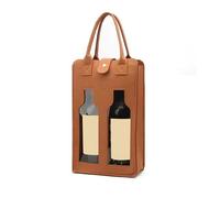 Eastocos 1Pc Feutre Rouge Vin Sac À Main Vin Boîte Cadeau avec Fenêtre Double Bouteille Champagne Paquet Sacs De Mariage Faveurs pour Les Invités