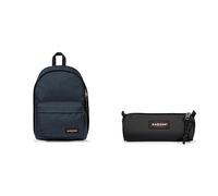 EASTPAK Out of Office Sac à dos, 44 cm, 27 L, Bleu (Triple Denim) & Benchmark Single Trousse, 21 cm, Noir (Black)