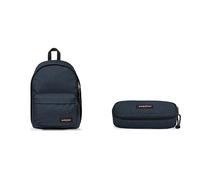 EASTPAK Out of Office Sac à dos, 44 cm, 27 L, Bleu (Triple Denim) & Oval Single Trousse, 22 cm, Bleu (Triple Denim)