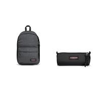 EASTPAK Out of Office Sac à dos, 44 cm, 27 L, Jean Noir & Benchmark Single Trousse, 21 cm, Noir (Black)