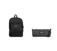EASTPAK Pinnacle Sac à Dos, 42 cm, 38 L, Noir (Black) & Benchmark Single Trousse, 21 cm, Gris (Black Denim)