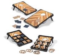 EastPoint Jeu de Lancer de poufs 3 en 1, Tic Tac Toss, Ring Toss