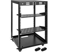 Eastrexon Rack de serveur à cadre ouvert 15U, support mural avec roulettes pivotantes, 2 étagères, panneaux supérieur et inférieur, rack réseau pour équipement