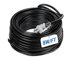 Eastrexon Ruban adhésif thermique de 30,5 m pour toit et gouttières, kit de dégivrage de la neige de toit de 20 W avec 45 clips et entretoises, câble chauffant auto-régulant, ruban thermique de toit