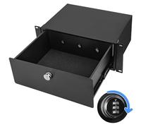 Eastrexon Tiroir rack 4U, tiroir de montage sur rack de serveur avec serrure à combinaison, coussinet en mousse et rails lisses, revêtement en poudre, convient à la plupart des racks d'équipement de