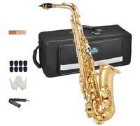 EASTROCK Débutants Saxophones Alto, Saxophone Alto E Plat en Laiton Laqué Doré, Mi Bémol Saxophones Etudiants, Étui Rigide Inclus (Or)
