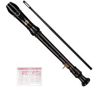 Eastrock Flûte à Bec Instrument de Style Allemand Soprano Flûte à Bec 3 Pièces pour Débutants avec Tableau des Doigts, sac D'emballage, Repose-Pouce, Marron