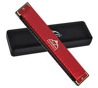 EastRock Harmonica Diatonique en Do, 48 Tones, 24 Trous pour Débutant et Étudiants avec Étui et Chiffon de Soin (Rouge)