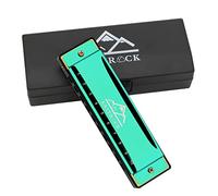 EastRock Harmonica diatonique en Do, harmonica diatonique enfants 20 tones,harmonica diatonique à 10 trous pour débutant étudiants,Harmonica c avec étui chiffon de soin cadeau (10 Trous, Vert)