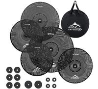 EASTROCK Pack de cymbales à faible volume - Ensemble de 5 pièces avec sac à cymbales, feutres - 14" (35,6 cm) Hi-hat, crash 16" (40,6 cm) & 18" (45,7 cm), ride 20" (50,8 cm) (Noir)