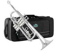 EASTROCK Trompette en Sib pour Débutant et Étudiant - Standard en Laiton avec Étui, Gants, Embouchure 7C (Argent)