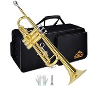 EASTROCK Trompette en Sib pour Débutant, Trompette Standard en Laiton, Or | Trompette avec Étui, Gants, Embouchure 7C, pour Débutants et Adultes, le Cadeau Parfait pour un Ami
