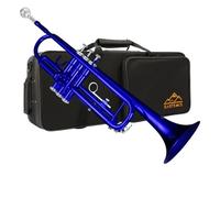 EASTROCK Trompette en Sib pour débutant, Trompette standard en laiton pour étudiants, Trompette avec étui, embouchure 7C,gants(bleu foncé)