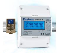 Eastron Compteur d'électricité triphasé sur rail DIN 100 A à faible coût avec certifications MID, EMC et LVD - Sortie d'impulsion 2 1000 imp/kWh 72/4P (SDM72D-M-MID V2)