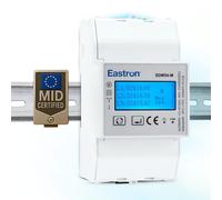 Eastron Compteur d'énergie triphasé RS485 Modbus sur rail DIN MID - 100A charge directe - Multi-mesure - LCD avec rétroéclairage - 2 sorties d'impulsions + Modbus - 3 modules 54 mm de largeur (SDM54-M