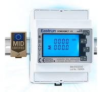 Eastron CT Opéré sur Rail DIN Trois Phases MID Compteur d'Énergie et Moniteur d'Énergie Solaire - 3P4W/3P3W/1P2W - Moniteur Solaire Multi-Mesure - 2 Sorties d'Impulsion - 4 Modules 72mm de Largeur