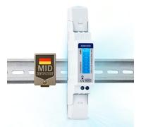 EASTRON SDM120D-MID Compteur d'utilisation d'électricité monophasé Sortie d'impulsion 1000 imp 45 A kWh, rail DIN à faible coût avec impulsions et écran LCD (sans rétroéclairage) Certifié MID/Calibré