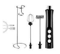 Eastuy Machine à mousse portative, mousseur à lait portative,Fabricant de mousse mousseuse - Mousseur à électrique 3 vitesses avec support pour latte, cappuccino, chocolat chaud, œuf